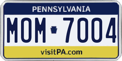 PA license plate MOM7004