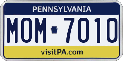 PA license plate MOM7010