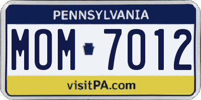 PA license plate MOM7012