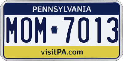 PA license plate MOM7013