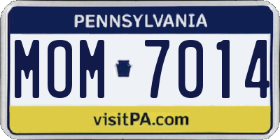 PA license plate MOM7014