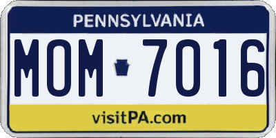 PA license plate MOM7016