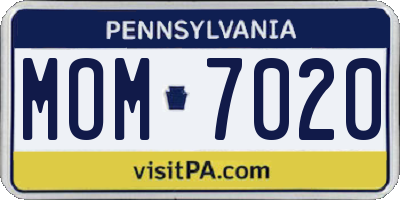 PA license plate MOM7020