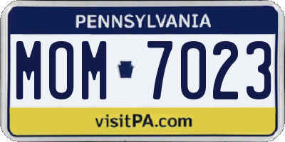 PA license plate MOM7023