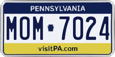 PA license plate MOM7024