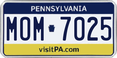 PA license plate MOM7025