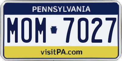 PA license plate MOM7027