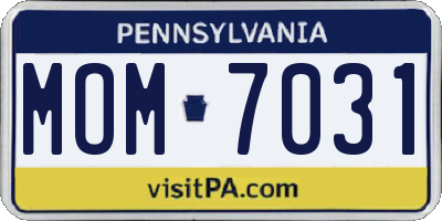PA license plate MOM7031