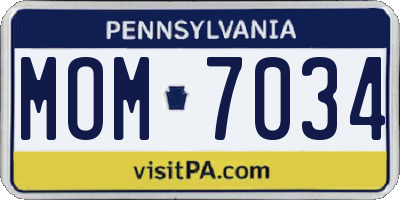 PA license plate MOM7034