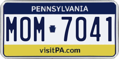 PA license plate MOM7041