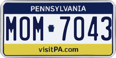 PA license plate MOM7043