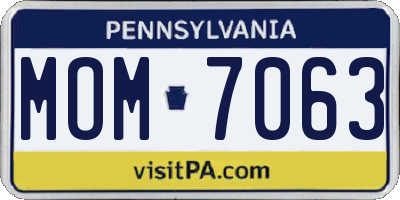 PA license plate MOM7063