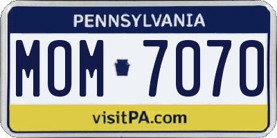 PA license plate MOM7070