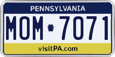 PA license plate MOM7071