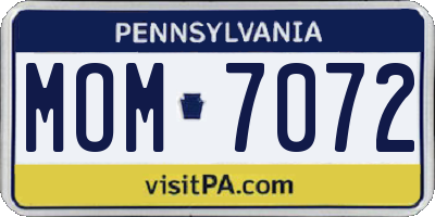 PA license plate MOM7072