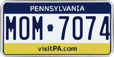 PA license plate MOM7074