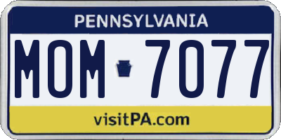 PA license plate MOM7077