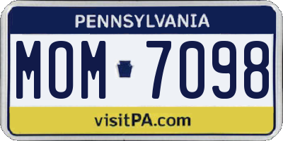 PA license plate MOM7098