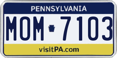 PA license plate MOM7103