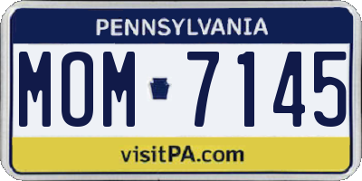 PA license plate MOM7145