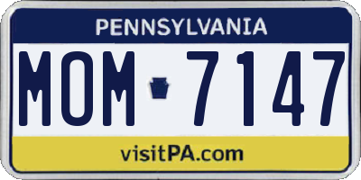 PA license plate MOM7147