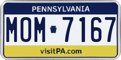 PA license plate MOM7167
