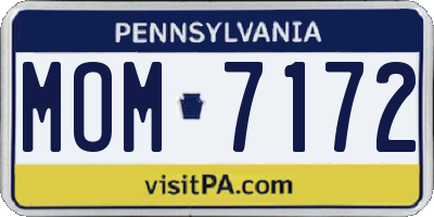 PA license plate MOM7172