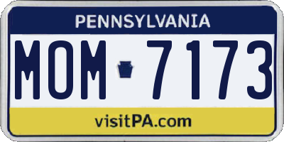 PA license plate MOM7173
