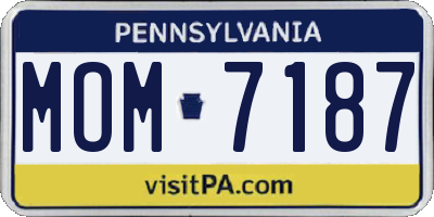 PA license plate MOM7187
