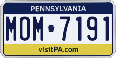 PA license plate MOM7191