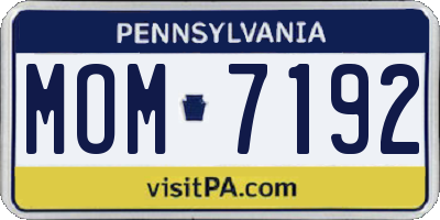 PA license plate MOM7192