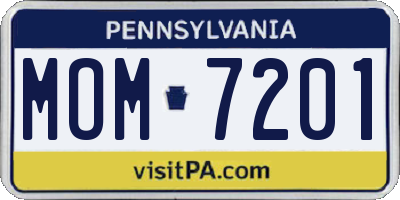 PA license plate MOM7201