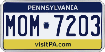 PA license plate MOM7203