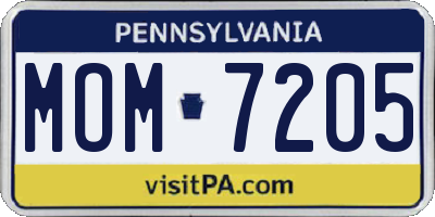 PA license plate MOM7205
