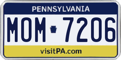 PA license plate MOM7206