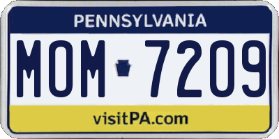 PA license plate MOM7209