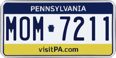 PA license plate MOM7211