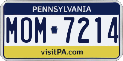 PA license plate MOM7214