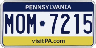 PA license plate MOM7215