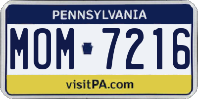 PA license plate MOM7216