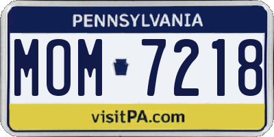 PA license plate MOM7218