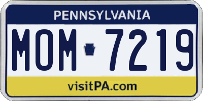 PA license plate MOM7219