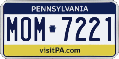 PA license plate MOM7221