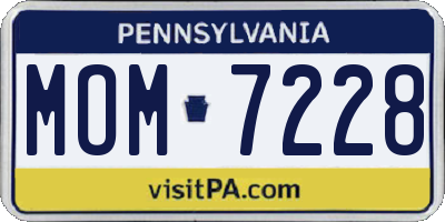 PA license plate MOM7228