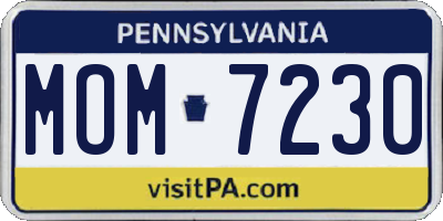 PA license plate MOM7230