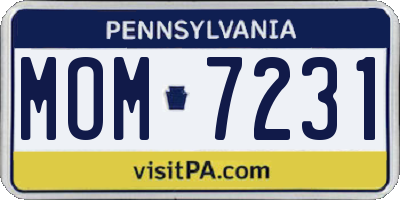 PA license plate MOM7231