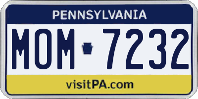 PA license plate MOM7232