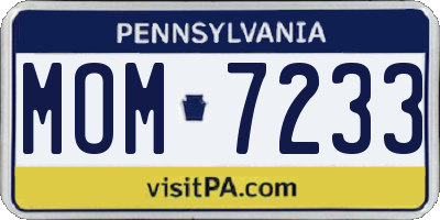 PA license plate MOM7233