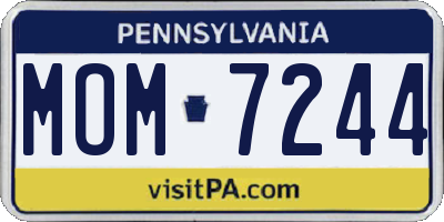 PA license plate MOM7244