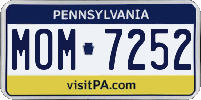 PA license plate MOM7252